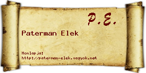 Paterman Elek névjegykártya